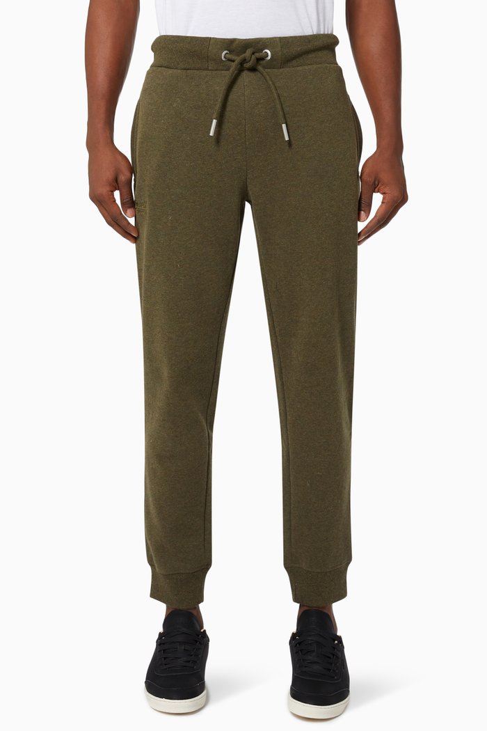 

Vintage Logo Embroidered Joggers in Cotton Fleece, Green