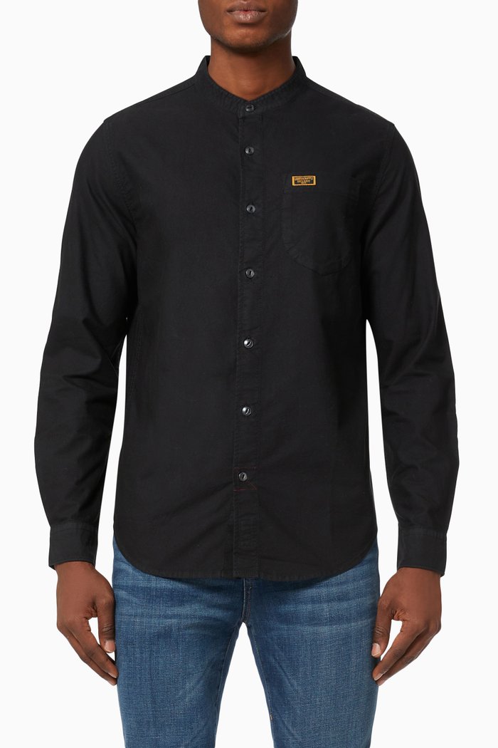 

Henley Workwear Shirt in Cotton, Black
