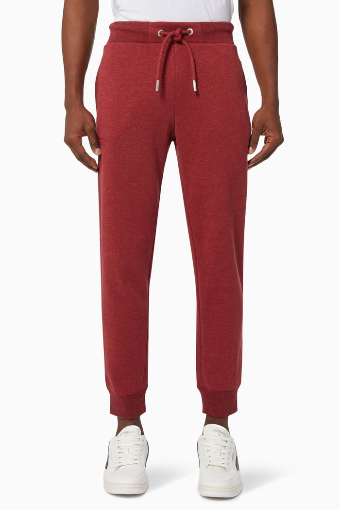 

Vintage Logo Embroidered Joggers in Cotton Fleece, Red