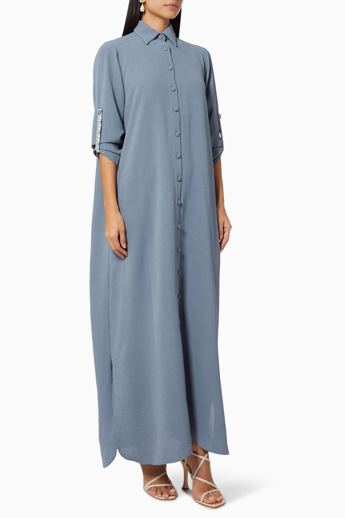 

Embroidered Shirt Dress, Blue