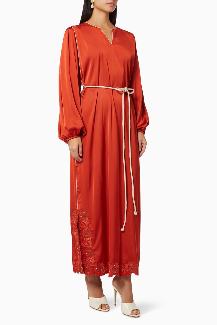 

Belted Dress in Silk, Orange