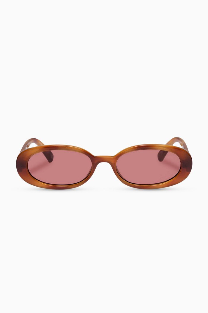 

Outta Love Oval Sunglasses, Brown
