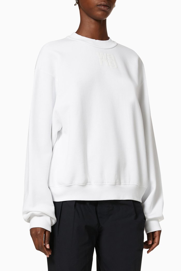 

Puff Logo Sweatshirt in Cotton Jersey, White