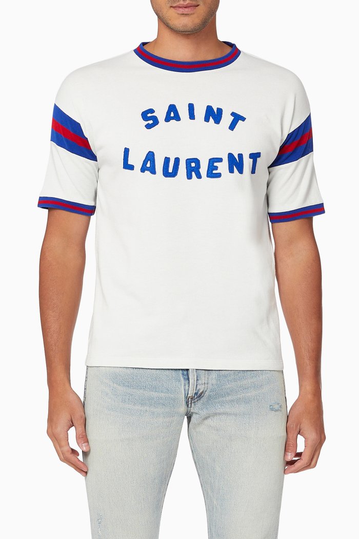 

"SAINT LAURENT" T-shirt in Cotton Viscose Blend, White