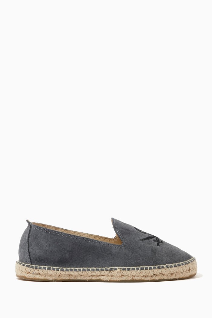 

Palm Springs Skull Espadrilles in Suede, Grey