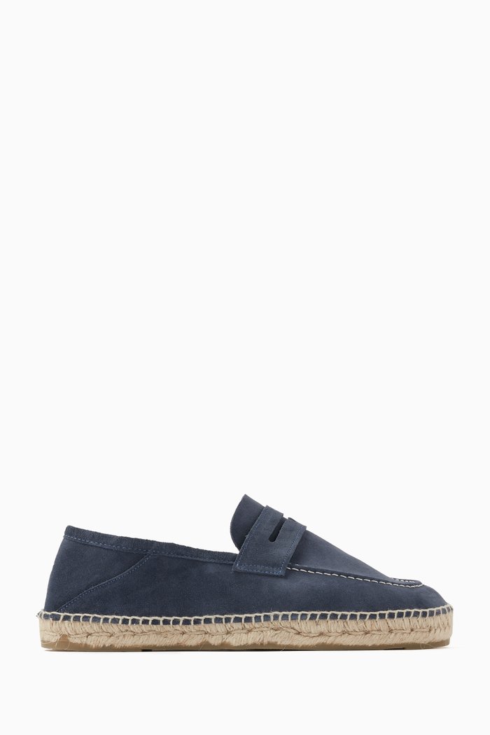 

Hamptons Loafer Espadrilles in Suede, Blue
