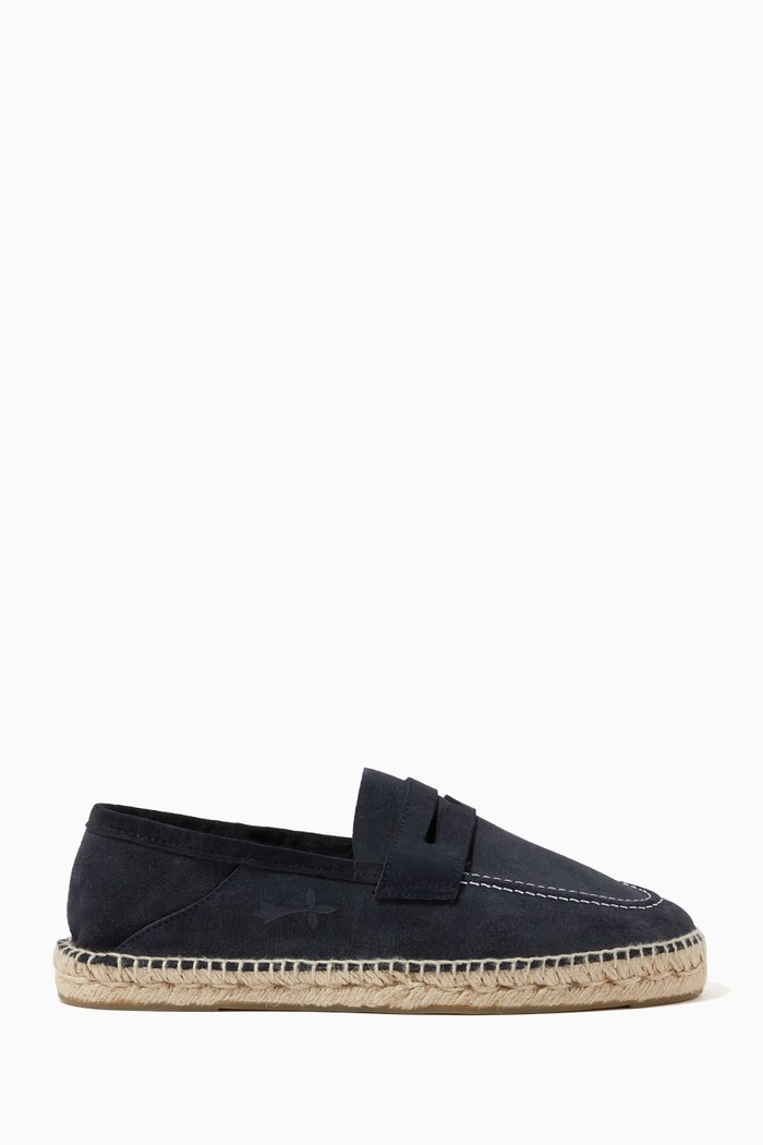 

Hamptons Loafer Espadrilles in Suede, Blue