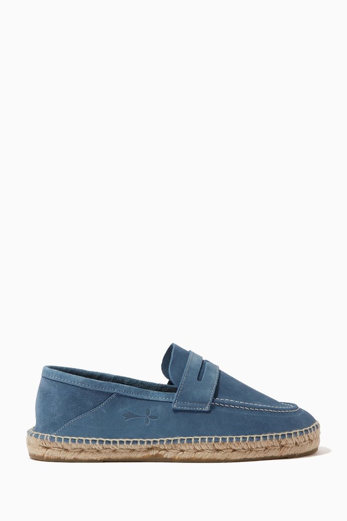 

Hamptons Loafer Espadrilles in Suede, Blue