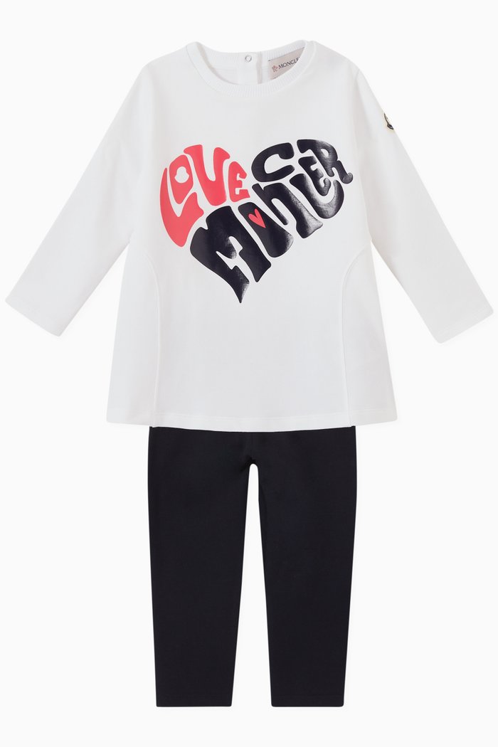 

Love Moncler Print T-shirt & Leggings Set in Jersey, White
