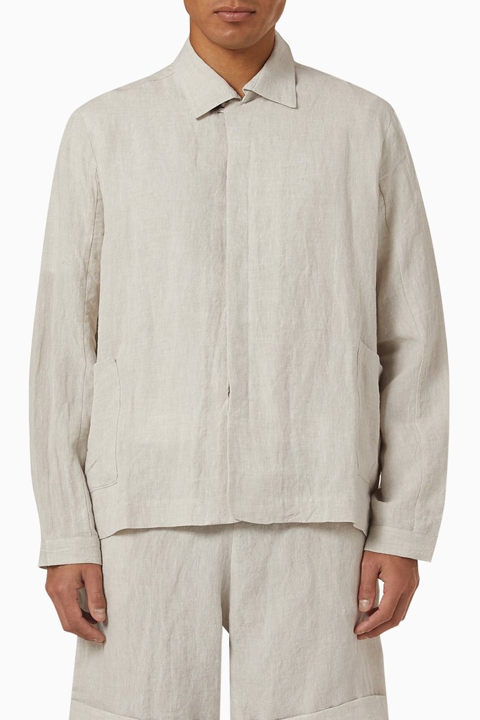 Lightweight Jacket in Linen, Neutral