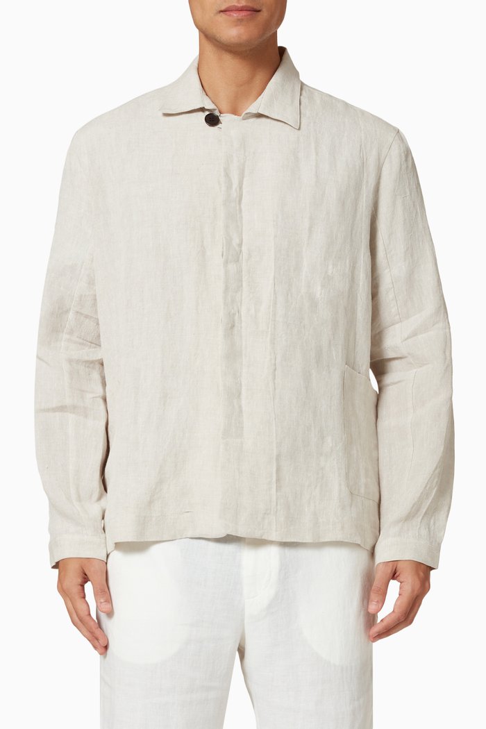 Lightweight Jacket in Linen, Neutral