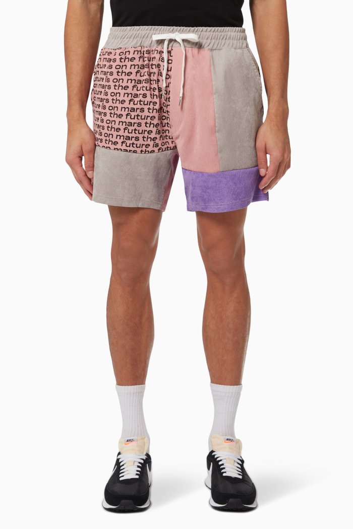 

Patchwork Shorts in Corduroy, Grey