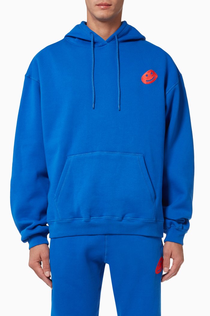 

Alien Smile Hoodie in Cotton Fleece, Blue