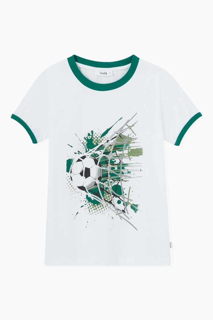

John Football Print T-shirt in Cotton Jersey, Blue