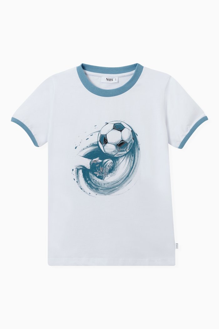 

John Football Print T-shirt in Cotton Jersey, White