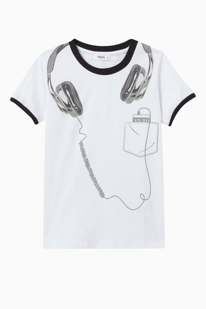 

John Headphones Print T-shirt in Cotton Jersey, White