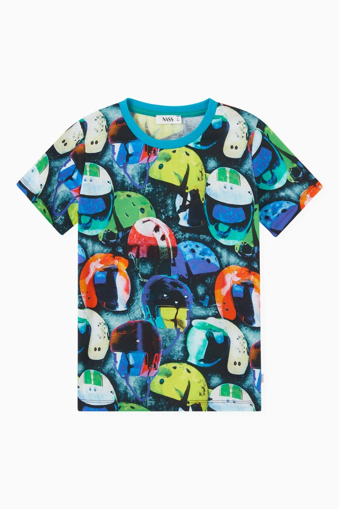 

Jad Dinosaur Print T-shirt in Cotton Jersey, Multicolour