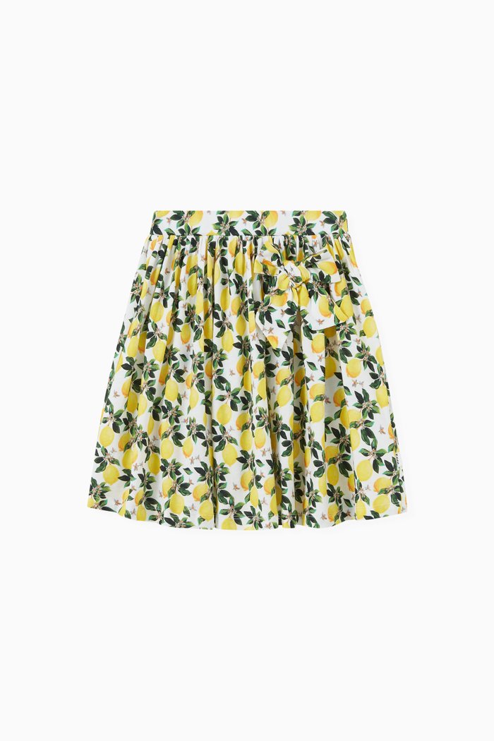 

Sarah Lemon Print Skirt in Cotton, Yellow
