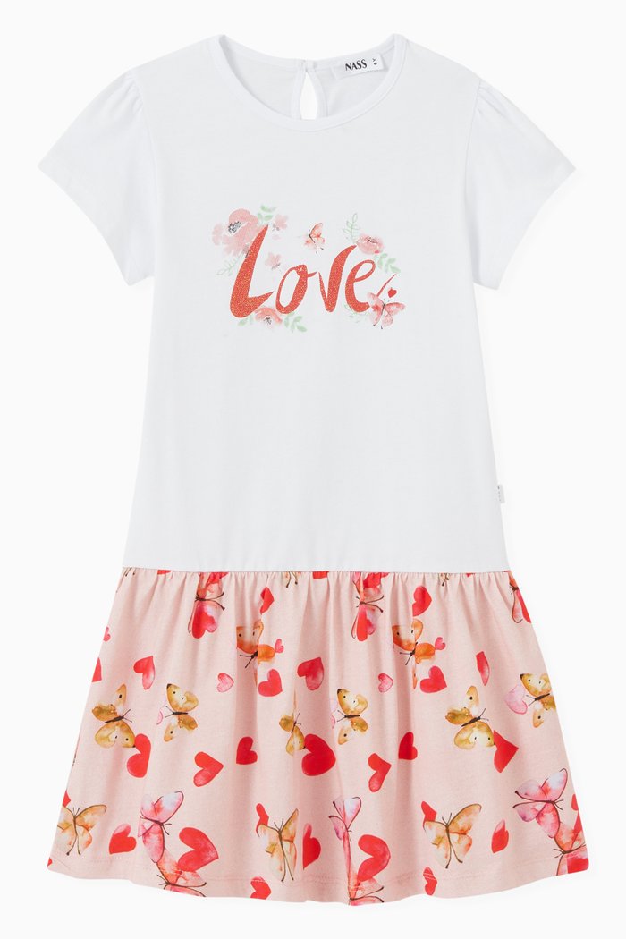 

Nahid Love Print Dress in Cotton, White