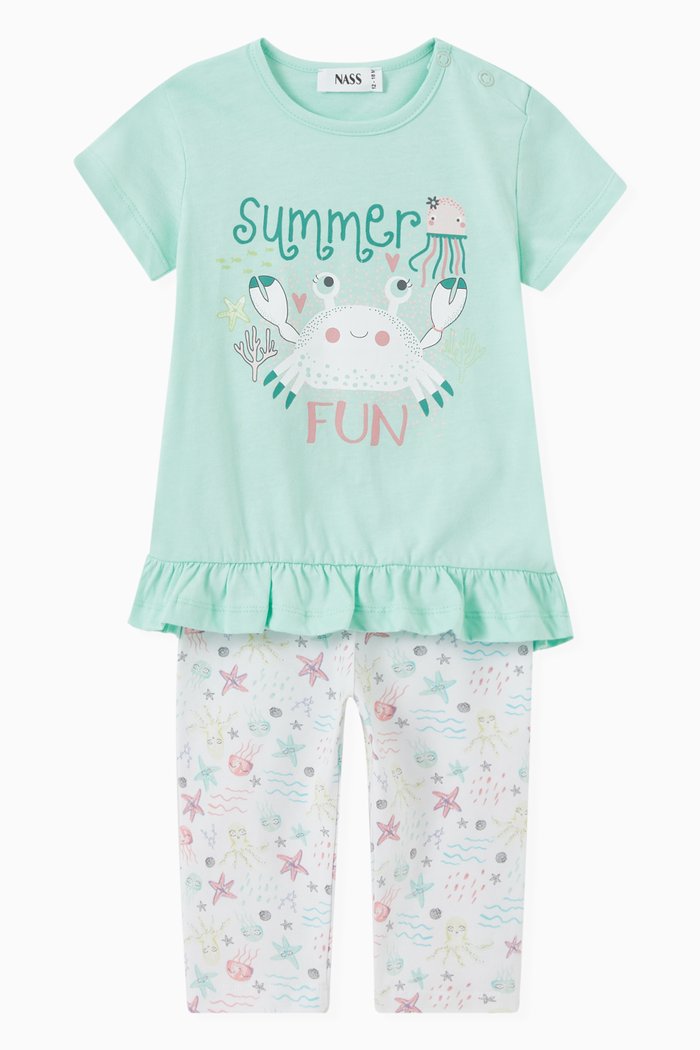 

Shirin Crab Print Top & Leggings in Cotton Jersey, Green
