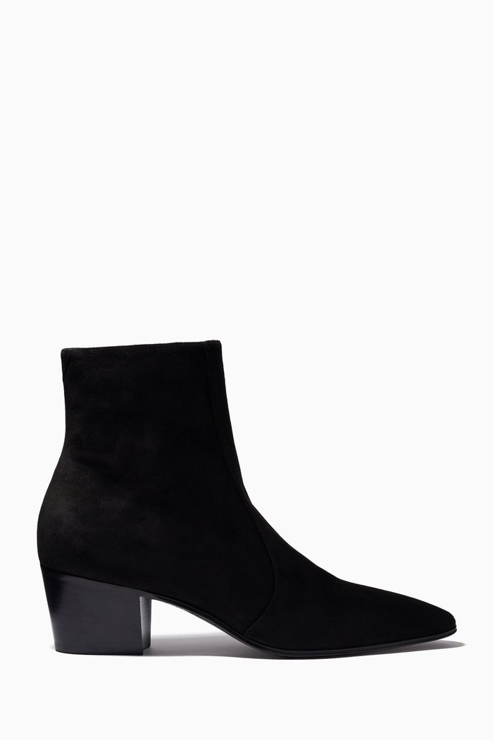 

Vassili Zipped Booties in Suede, Black