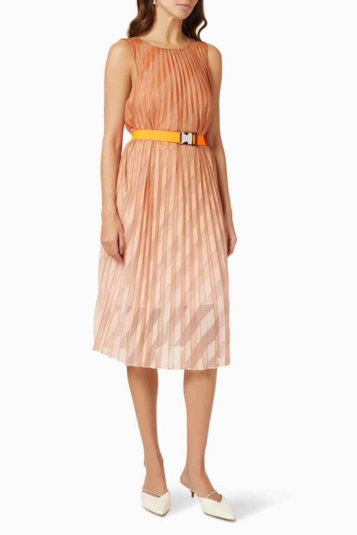 

Pleated Ombre Mini Dress, Orange