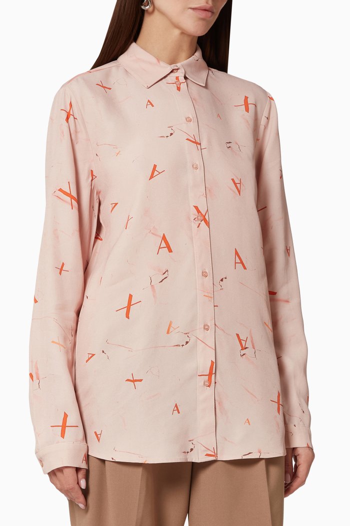 

Printed Shirt in Crepe, Pink