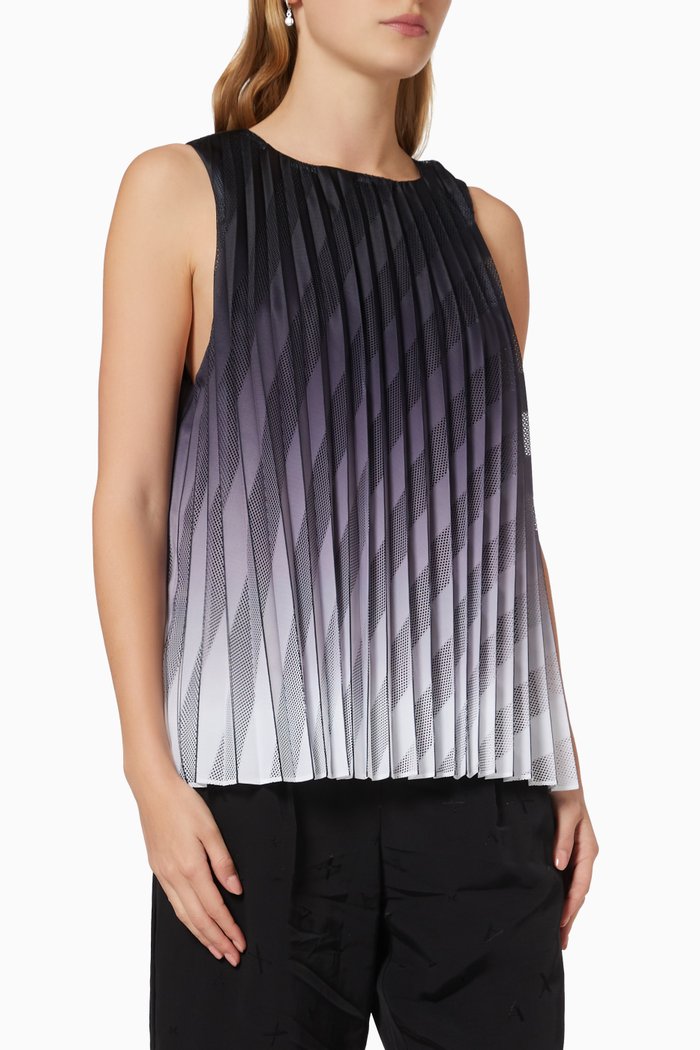 

Ombre Pleated Top in Nylon, Black