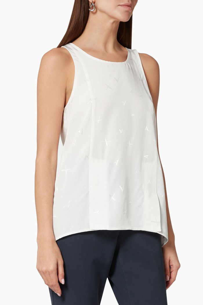 

Embroidered Logo Top in Jacquard, White