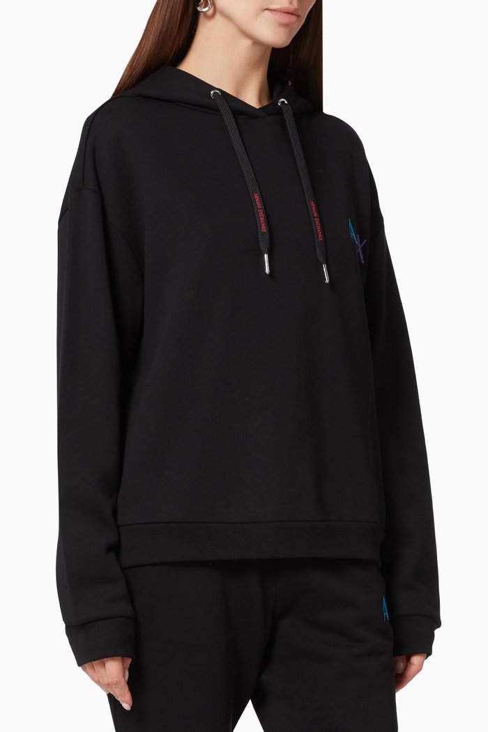 

Embroidered Logo Hoodie in Fleece, Black