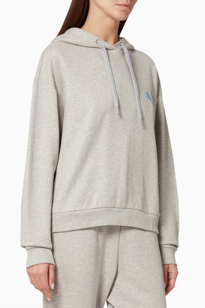 Embroidered Logo Hoodie in Fleece, Grey