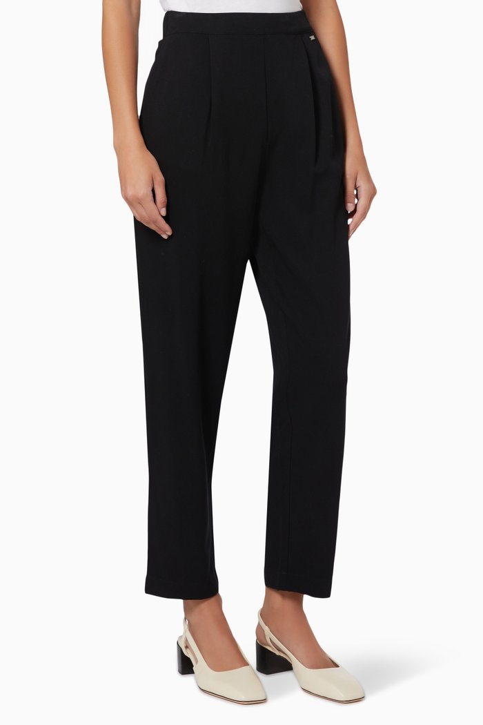 

Pleat Detail Trouser in Twill, Black
