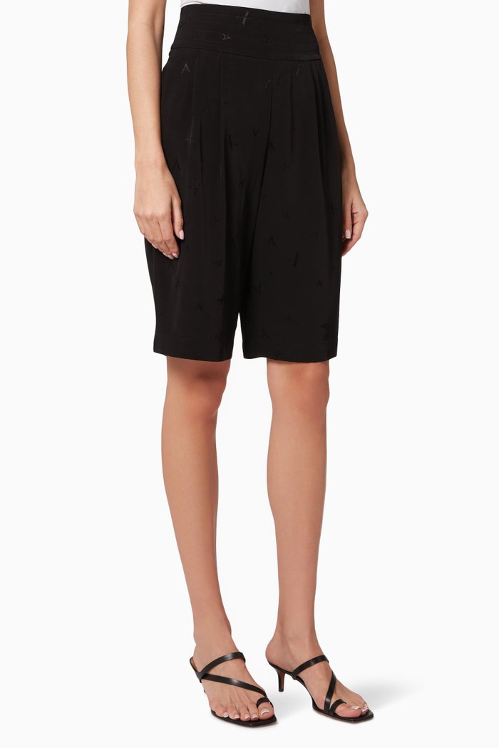 

High Waisted Shorts in Jacquard, Black