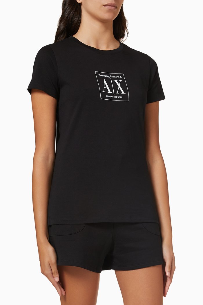 

AX Box Logo T-shirt in Cotton Jersey, Black