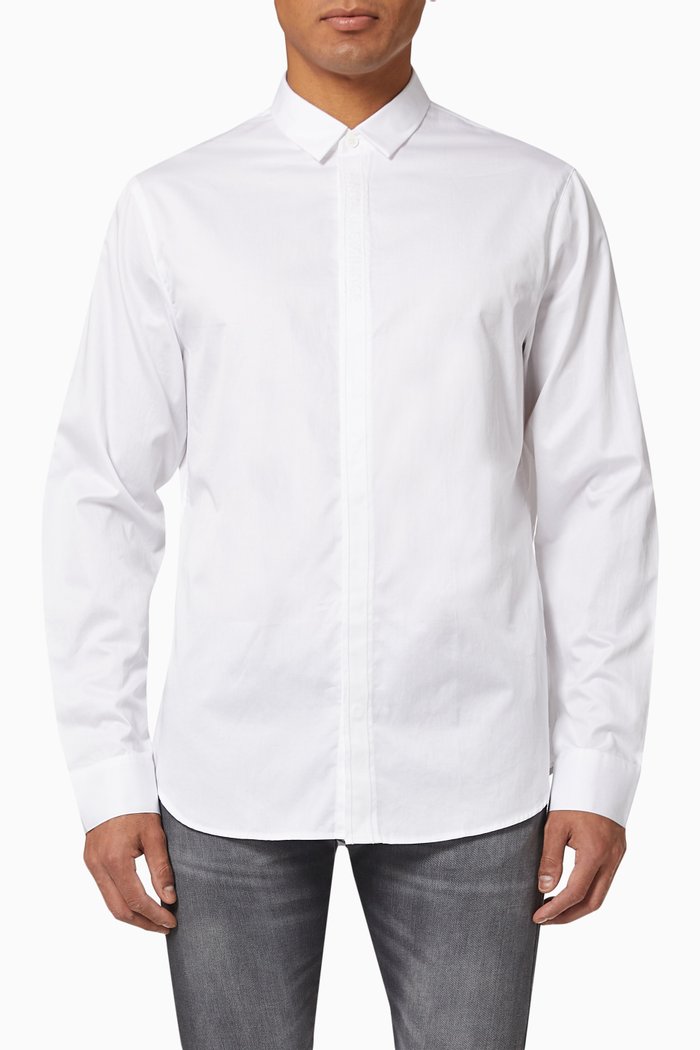 

AX Logo Tape Shirt in Cotton, White