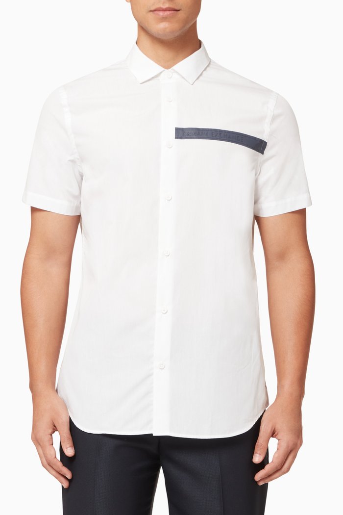

Logo Tape Shirt in Poplin, White