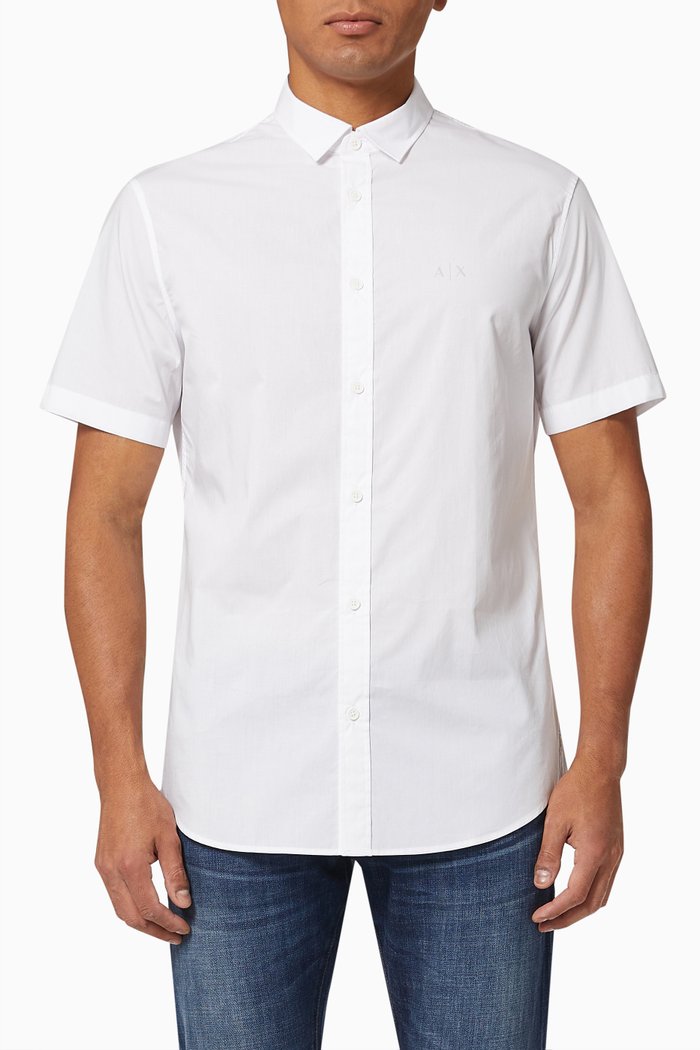 

AX Bold Logo Shirt in Cotton, White