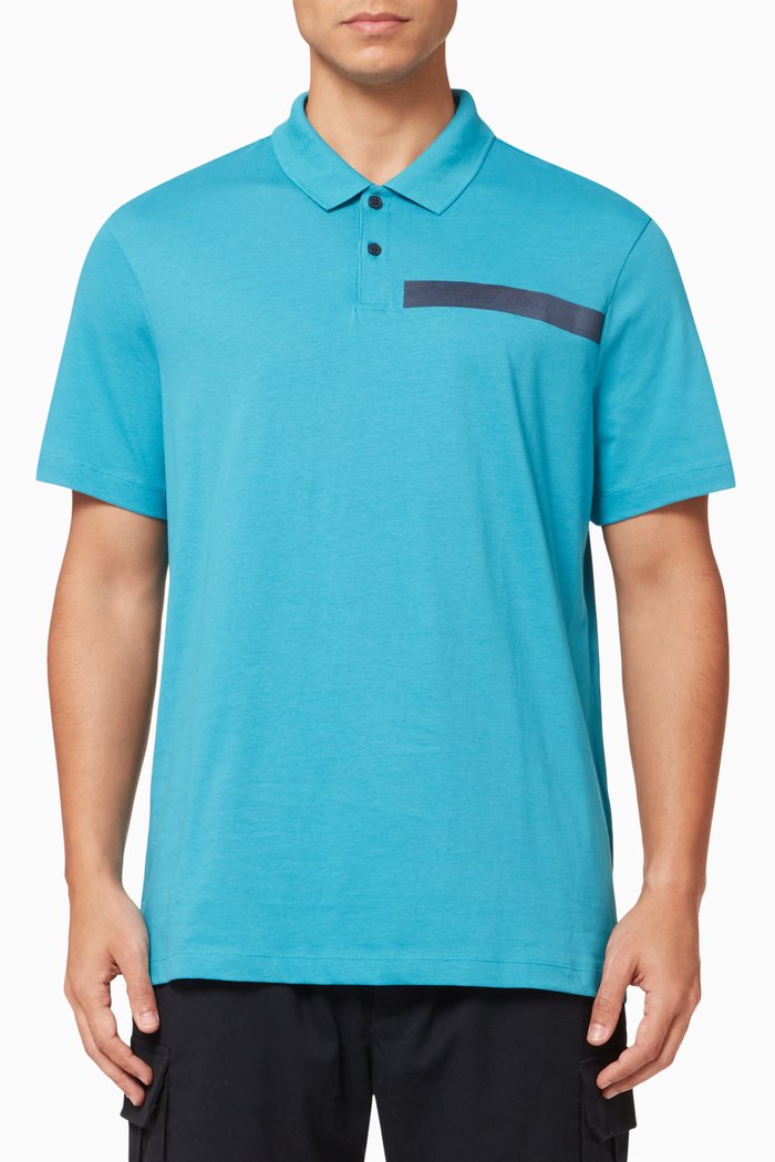 

Logo Tape Polo Shirt in Jersey, Blue