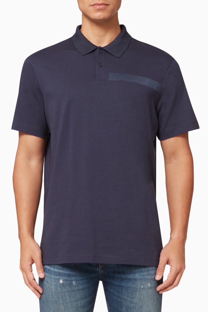 

Logo Tape Polo Shirt in Jersey, Blue