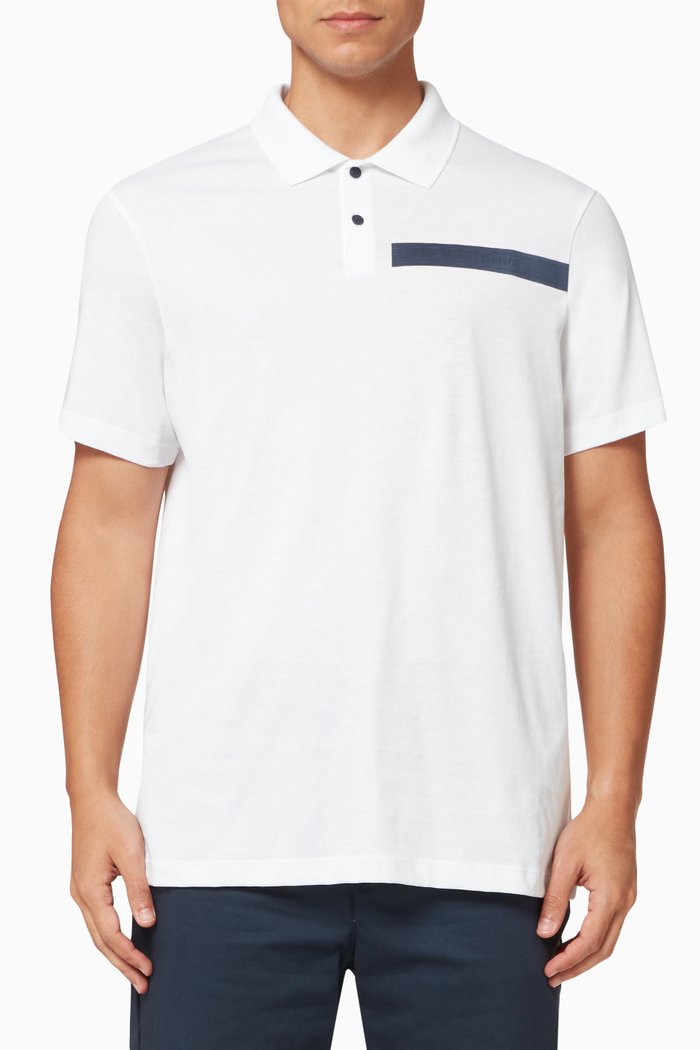 

Logo Tape Polo Shirt in Jersey, White
