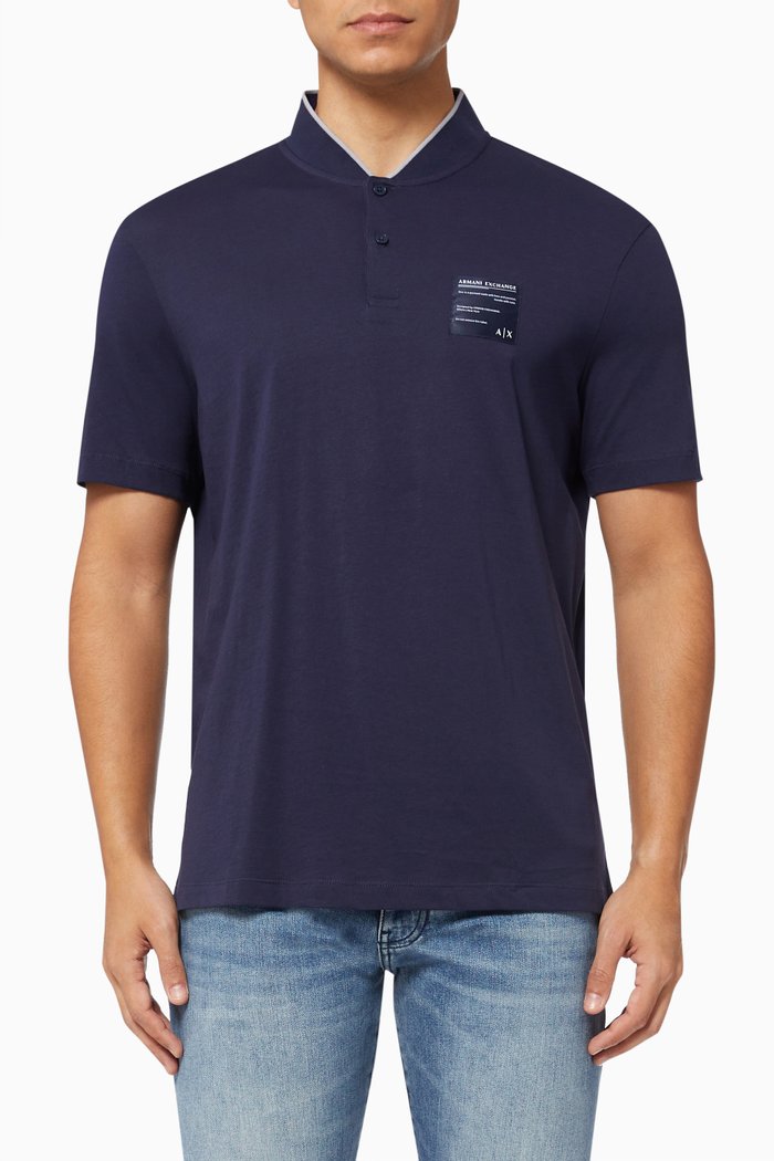 

Short Sleeve Polo Shirt in Jersey, Blue