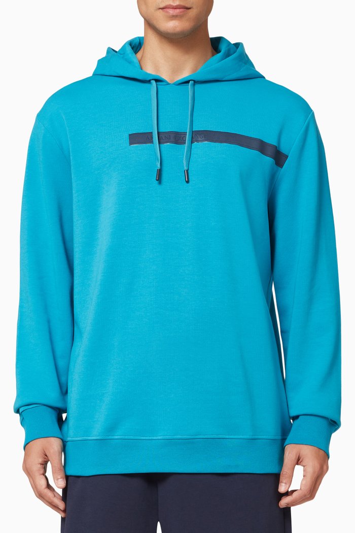 

Logo Tape Hoodie in Jersey, Blue