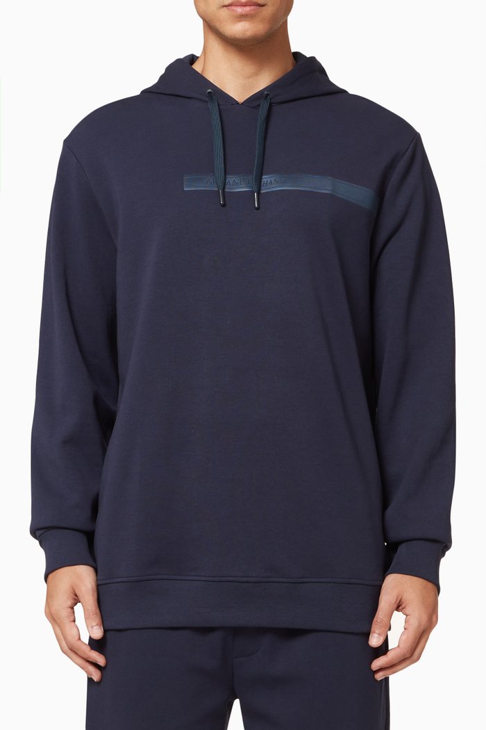 

Logo Tape Hoodie in Jersey, Blue