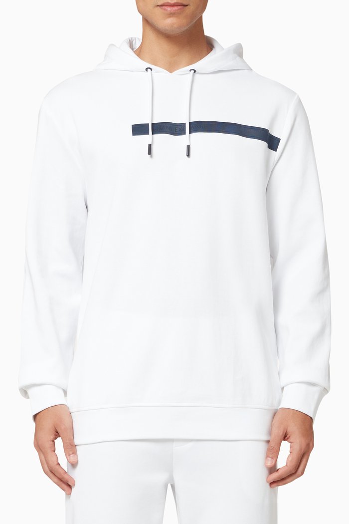 

Logo Tape Hoodie in Jersey, White