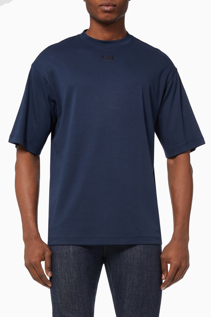 

AX Logo T-shirt in Cotton Jersey, Blue