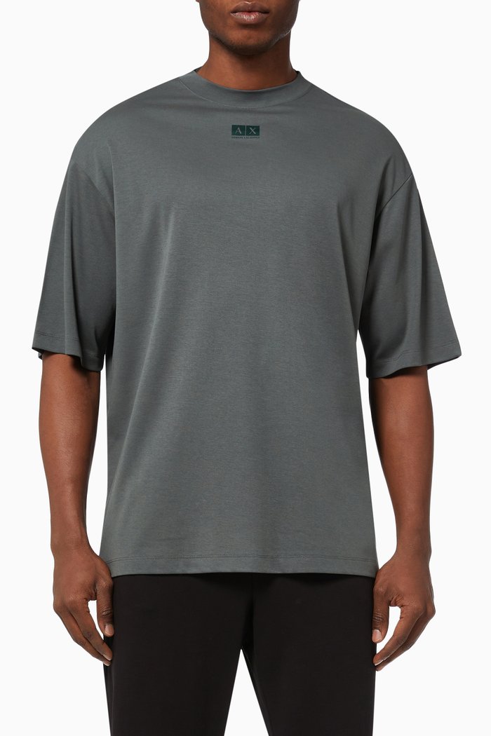 AX Logo T-shirt in Cotton Jersey, Green