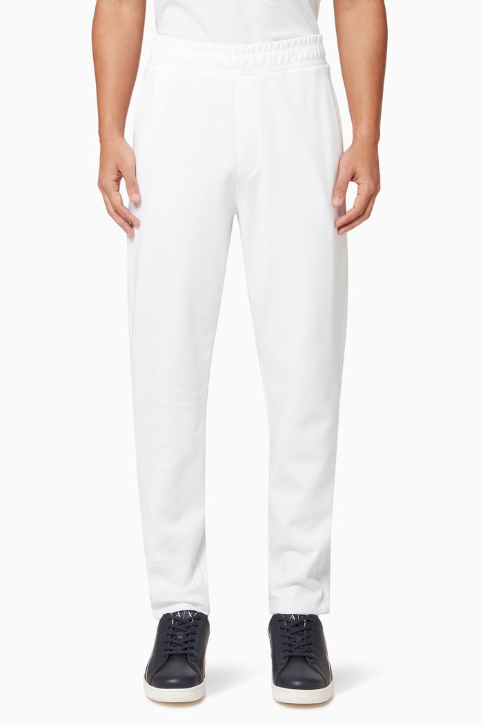 Logo Tape Joggers in Fleece, White