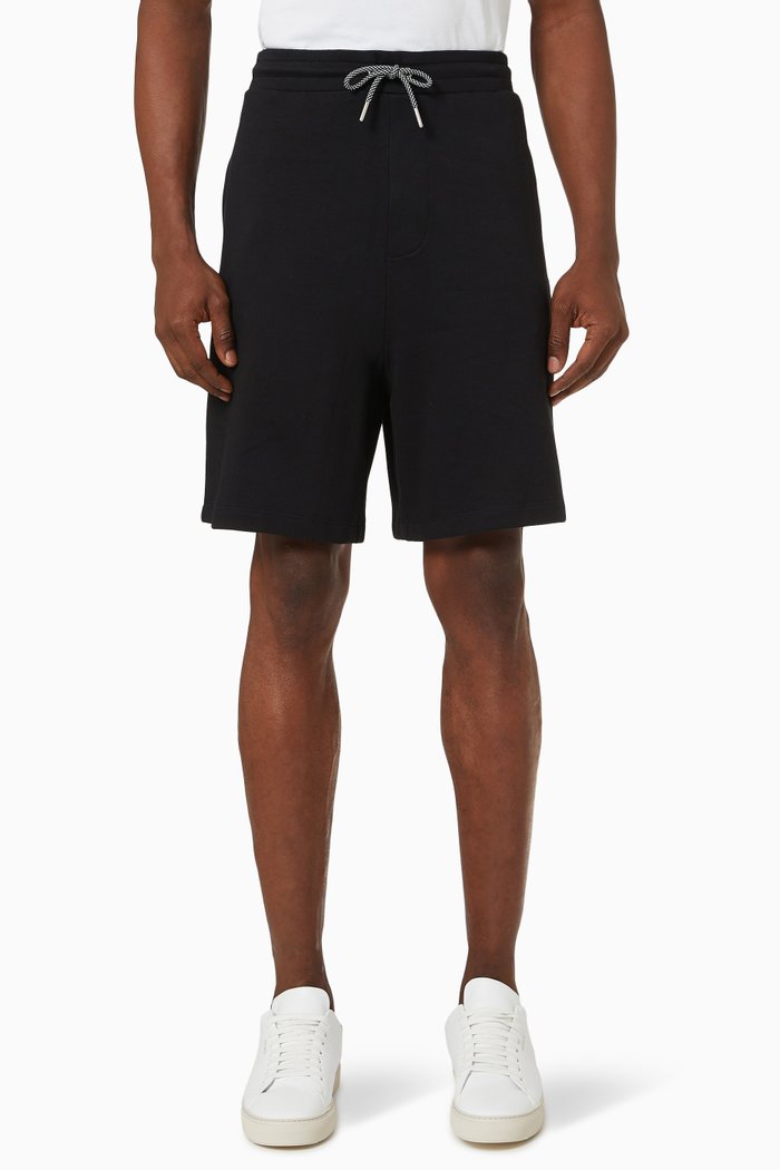 

AX Logo Patch Shorts in Cotton Jersey, Black