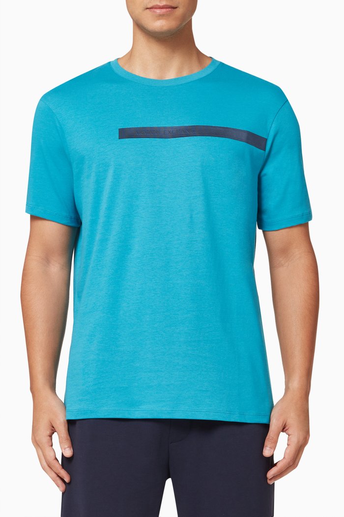 

Logo Tape T-Shirt in Jersey, Blue