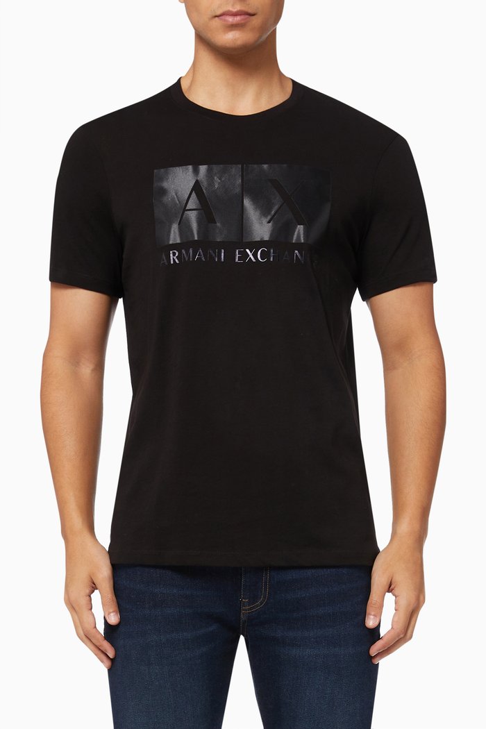 

Logo Print T-Shirt in Cotton Jersey, Black